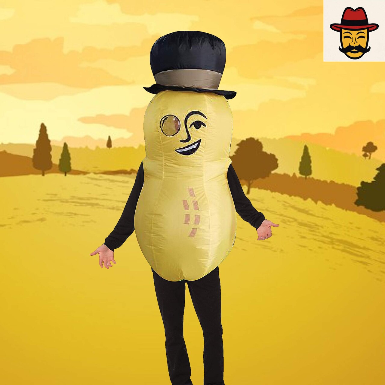 Inflatable Mr. Peanut Adult Costume with Fan for Halloween Parties and Nostalgic Fun